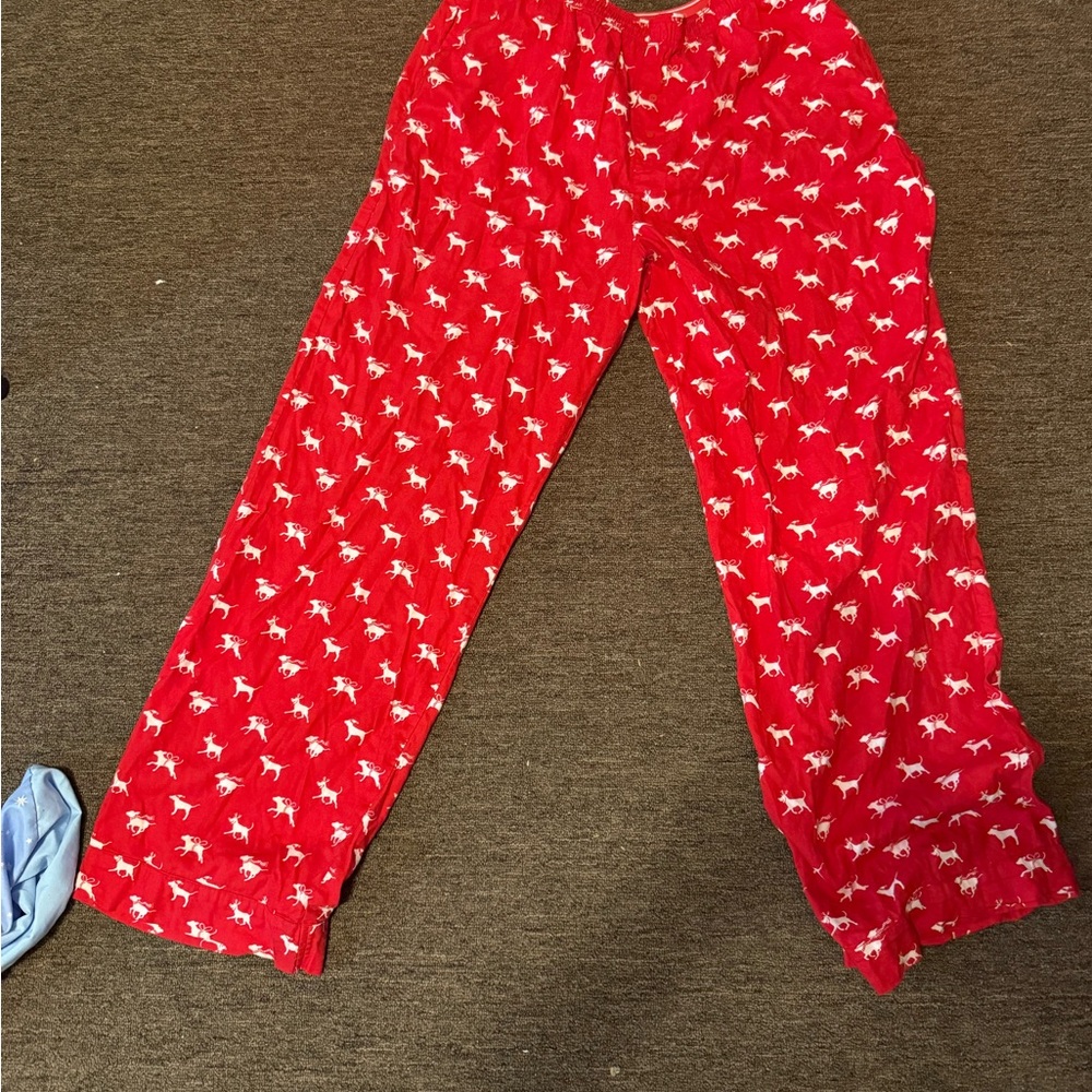 PINK Victoria's Secret Red Pajama Pants with White Patterns